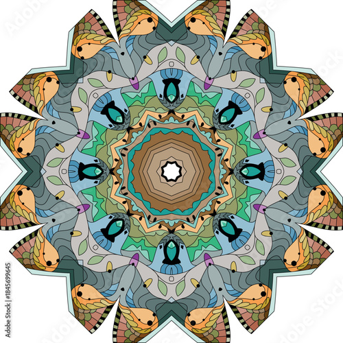 Colorful cute Mandalas. Decorative unusual round ornaments.