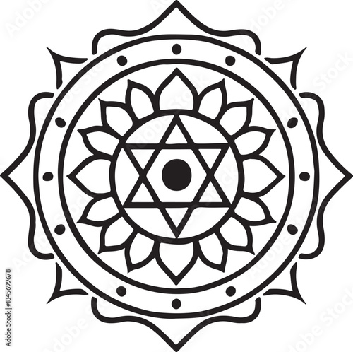 Decorative sacred geometry element, isolated esoteric mandala