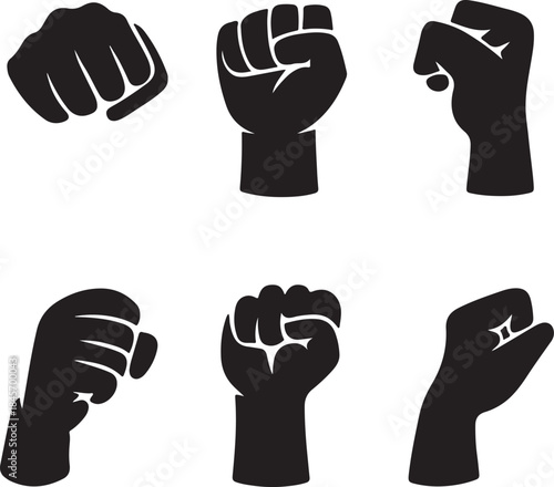 silhouette Vector design of fist hand. Fist hand silhouette. Fist hand logo, icon, sign