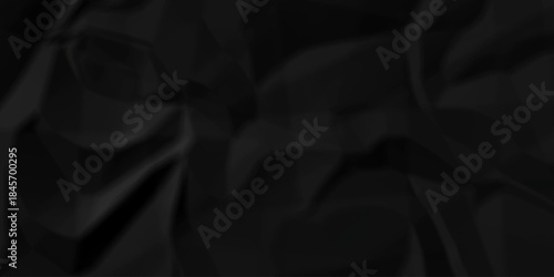 Crumple crushed black paper obsolete rumple craft design. wrinkle ripped creased crumple aged closeup recycled document grunge paper background.