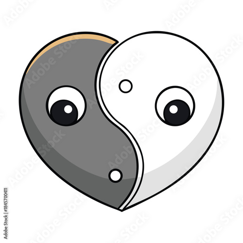 A yin and yang heart symbolizes balance in love, blending light and dark emotions in harmony, expressing unity, peace, and connection through opposing yet complementary forces.
