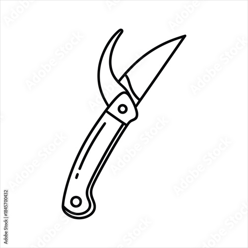 Pruning Knife Vector Icon Curved Blade Folding Pocket Knife for Grafting and Trimming