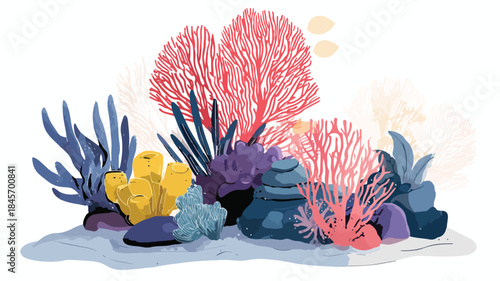 Serene Minimalist Coral Reef Vector Illustration