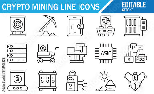 Set of linear symbols for virtual currency production and storage.