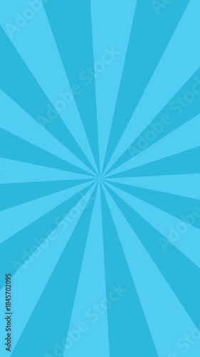 Comic book sky blue background with rays animation, colorful radial speed lines from middle to the outside seamless loop abstract line rays sunburst manga anime cartoon backdrop cyan color vertical 