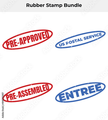 Distressed Rubber Stamp Set With Pre Approved, Us Postal Service & Entry Mark