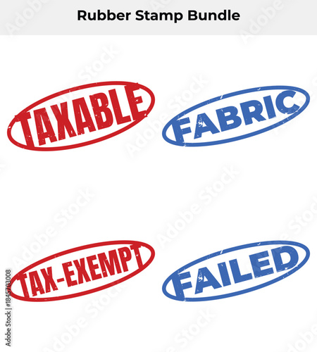 Distressed Taxable, TaxExempt, Fabric, and Failed Rubber Stamp Marks on White