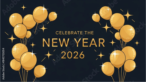Happy New Year 2026 Celebration Banner for the upcoming New Year.