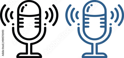 Retro Microphone Icon Vector, Podcast and Broadcast Element for Streaming, Voice, and Audio Recording