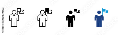 Leadership icon set multiple style collection