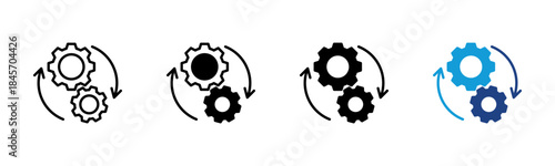 Process icon set multiple style collection