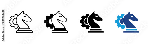Strategy icon set multiple style collection