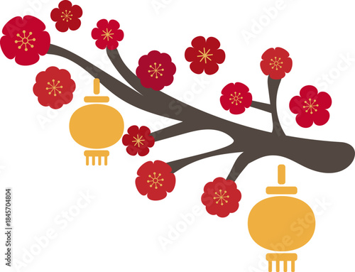 Plum Blossom Lantern Floral Branch