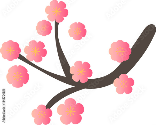 Pink Plum Blossom Branch Art