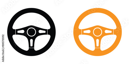 Car steering wheel silhouette vector. Steering wheel icon. steer sign. driving symbol