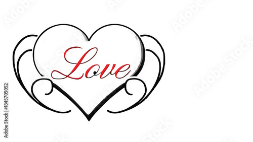 Large soft 3d heart centered above graceful red love symbol on white background for valentine's day and romantic gestures