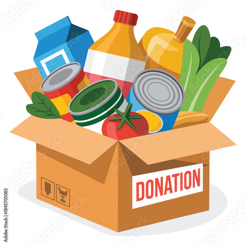 Food and grocery donation vector illustration