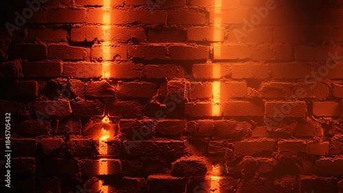 Illuminated Brick Wall - A Captivating Display of Light and Texture.