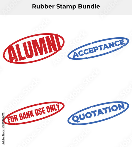 Red Alumni & For Bank Use Only, Blue Acceptance & Quotation Rubber Stamp Grunge