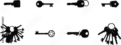 Collection of various keys and key illustrations