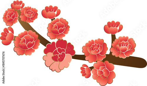 Red Plum Blossom Decorative Branch