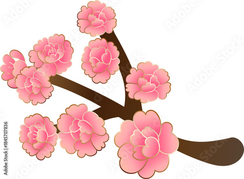 Pink Plum Blossom Decorative Branch