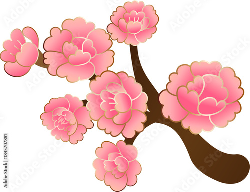 Pink Plum Blossom Branch Art