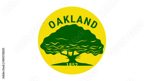 Oakland city logo, flat color illustration
