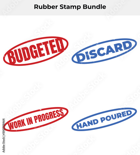 Rubber Stamp Illustrations Featuring Business Phrases on White Background