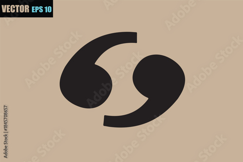 A simple black quotation marks icon for speech, citation, or dialogue illustration