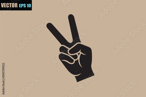 Hand making peace sign vector illustration on a plain background for various design needs