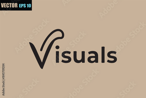 Visuals wordmark logo with a stylized checkmark integrated into the initial v on a beige background