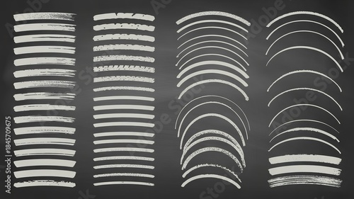 Wallpaper Mural Brush stroke design set collection of hand drawn white paint arcs and lines on a dark gray textured chalkboard background Torontodigital.ca