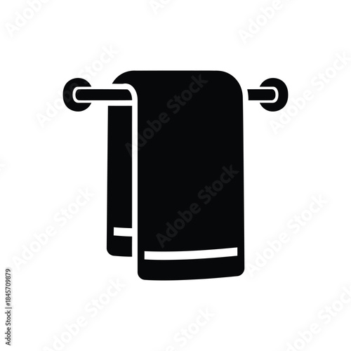 A towel hanging on a towel bar silhouette vector art illustration