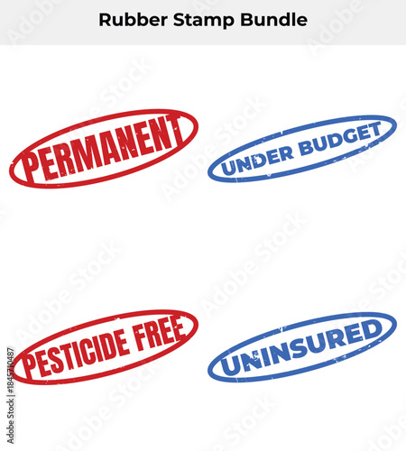 Rubber Stamp Set with Permanent,Under Budget,Uninsured and Pesticide free