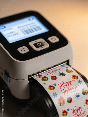 Printing holiday gift labels from label printer for New Year celebrations  