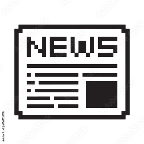 A pixelated newspaper icon with the word news prominently displayed