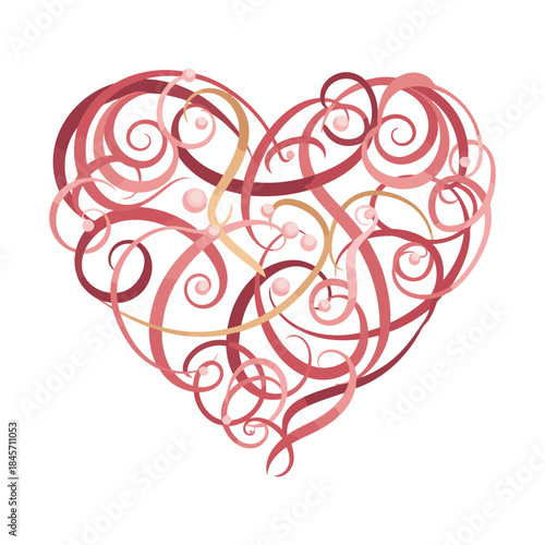 Elegant Floral Heart Swirl Vector Illustration for Valentine’s Day Love Design