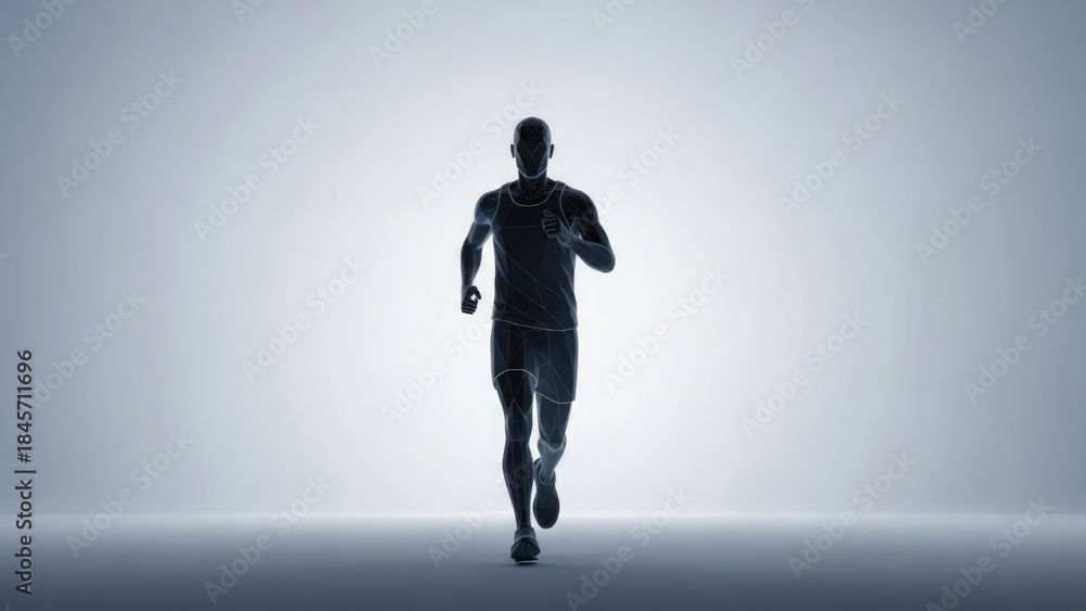 Fototapeta premium Running silhouette 3d model on light 3d isolated on white background 2025 2026 download