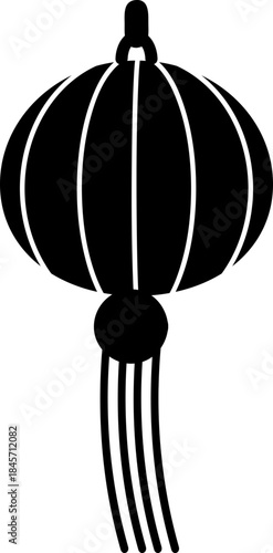 Black Ribbed Lantern Silhouette