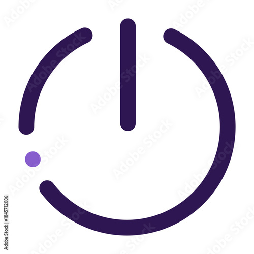 Power button icon in minimal flat vector style. Modern on off symbol isolated on white background. Perfect for user interface, app design, technology, startup branding and digital control elements