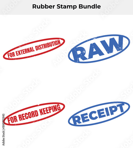 Rubber Stamps with 'For External Distribution' 'Raw' 'For Record Keeping' 'Receipt'