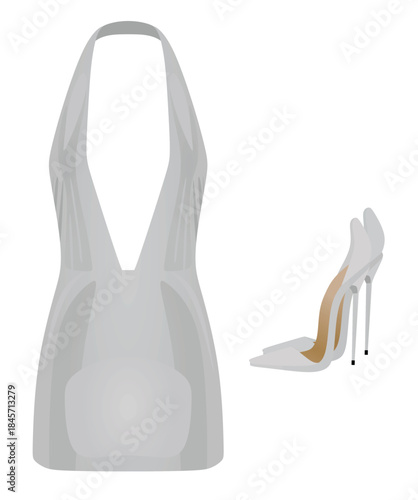 Dress and sandals. vector illustration