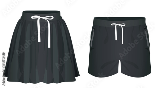 Black male and female shorts. vector illustration