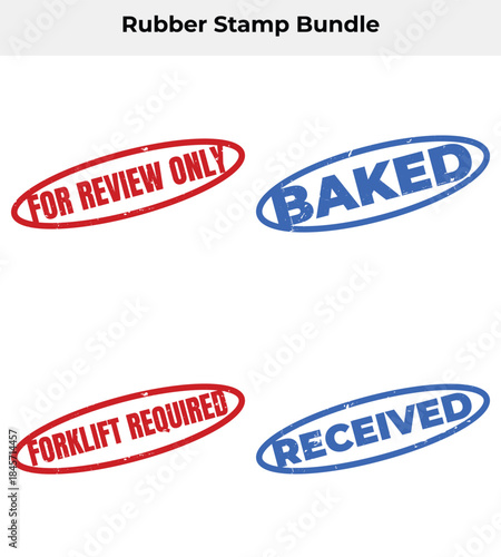 Stamp Markings Grunge Baked Received Review Forklift Required on White Background
