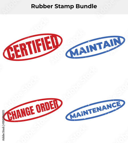 Stamp Set of Certified Maintain Change Order Maintenance on White Background