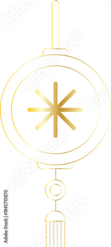 Chinese Gold Lantern With Star Line Art