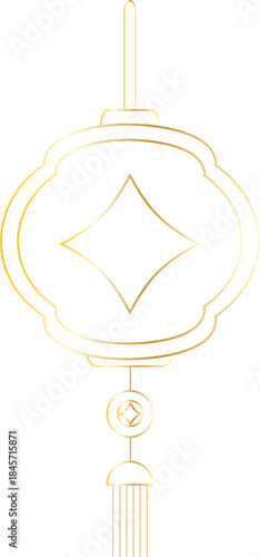 Chinese Gold Lantern With Diamond Pattern