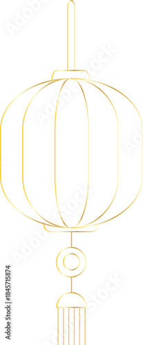 Ribbed Gold Chinese Lantern Line Ornament