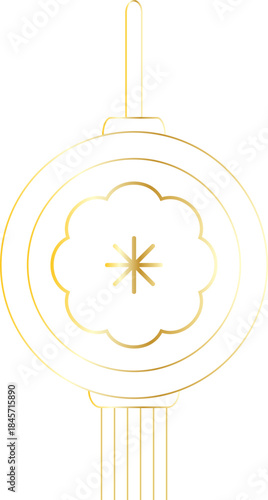 Round Gold Chinese Lantern Hanging Icon